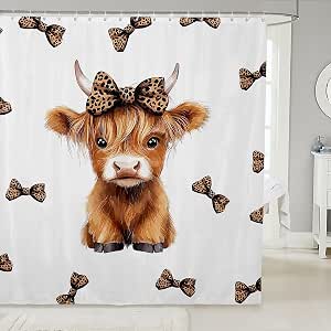 Cute Black Bow Shower Curtain Set For Kids Bathroom - Waterproof 72x72 Inch With Hooks - View #9