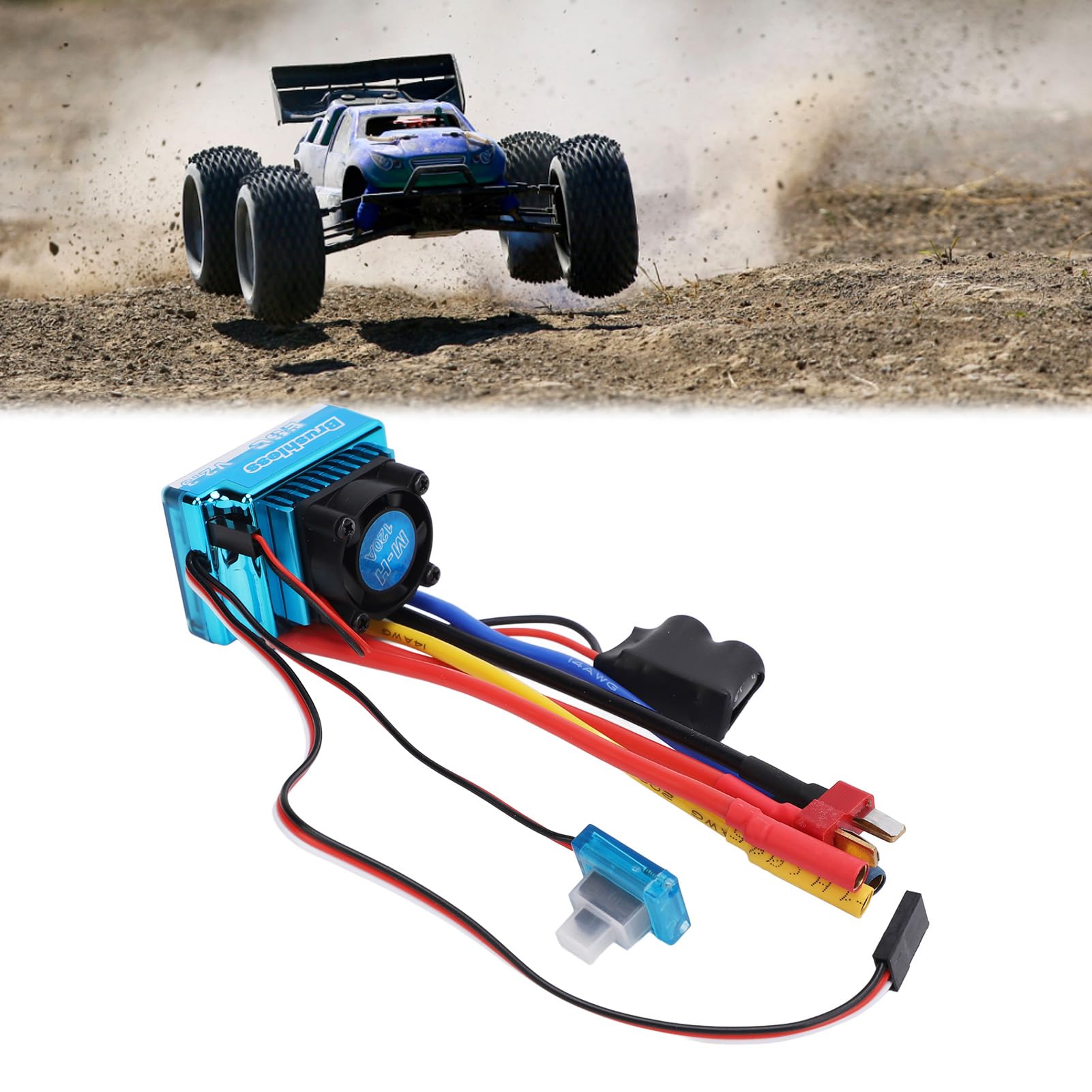 Buachois ESC Brushless Regolatore di Velocita 120A Impermeabile per Auto e Barche RC 1 10 1 12 Controllo Elettronico Alta Potenza con Ventola di Raffreddamento