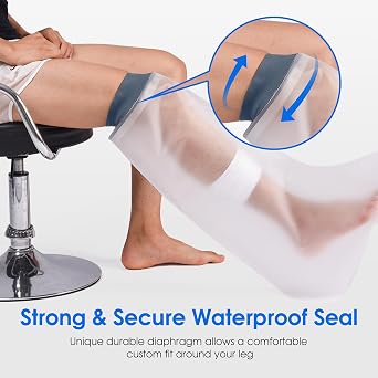 COMFYTHERA Waterproof Cast Cover for Shower Ankle Wound Protector Bath Adult Watertight Cast Bag Showering for Surgery Foot, Ankle, Burns Reusable (B-Short Leg)