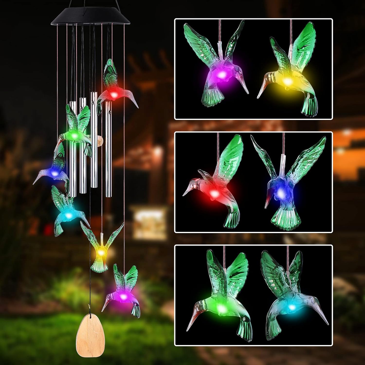 TOPCHANCES Wind Chimes,Solar Hummingbird Wind Chime Decorative Garden Lights Color Changing LED Wind Chimes Outside for Patio Light, Porch, Deck, Garden Decor (Butterfly)