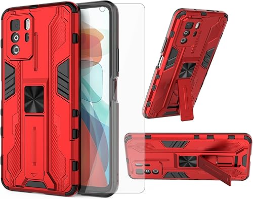 Miniatura 8 de Asuwish Funda de teléfono para Xiaomi Redmi Note 10 Pro con cubierta protectora de pantalla de vidrio templado y soporte delgado, híbrido,