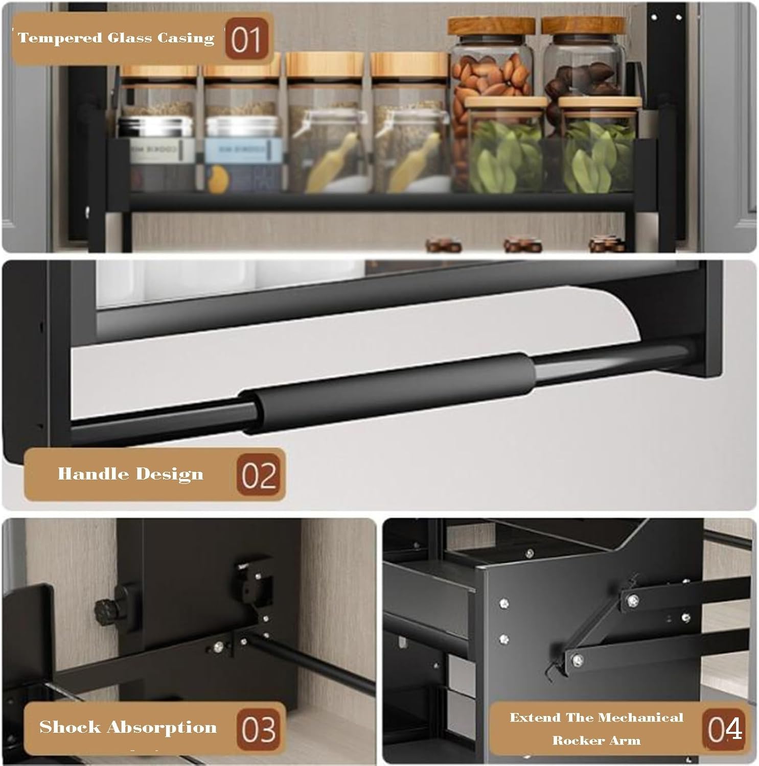 Upper Cabinet Pull-Down Aviation Aluminum Alloy Cabinet Storage Rack,2-Layer Storage Baskets,Raised Guardrails,Suitable for Bars(Cabinet 400mm)