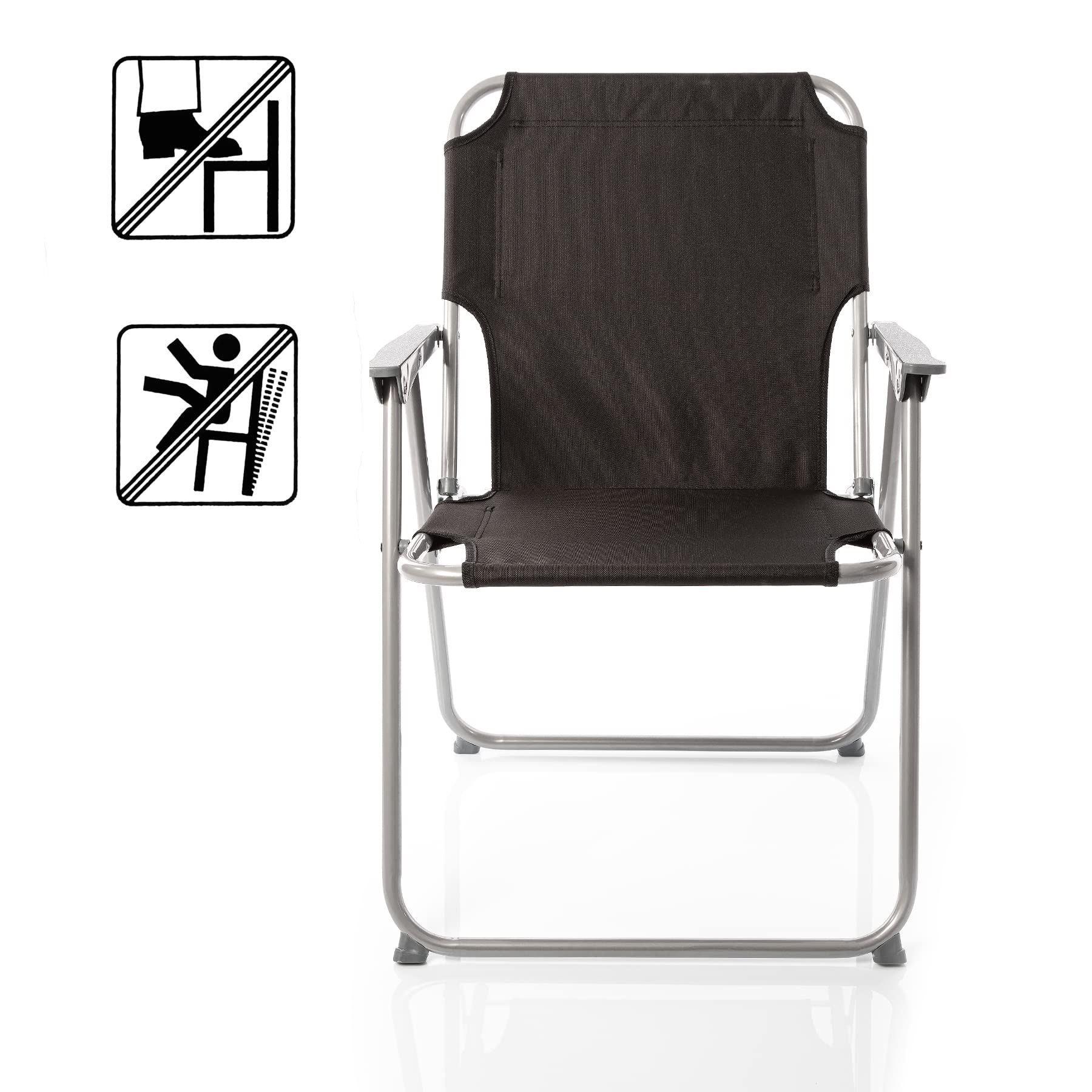 BigDean Lot de 2 chaises Pliantes Noires de Camping Robustes jusqu'à 120 kg