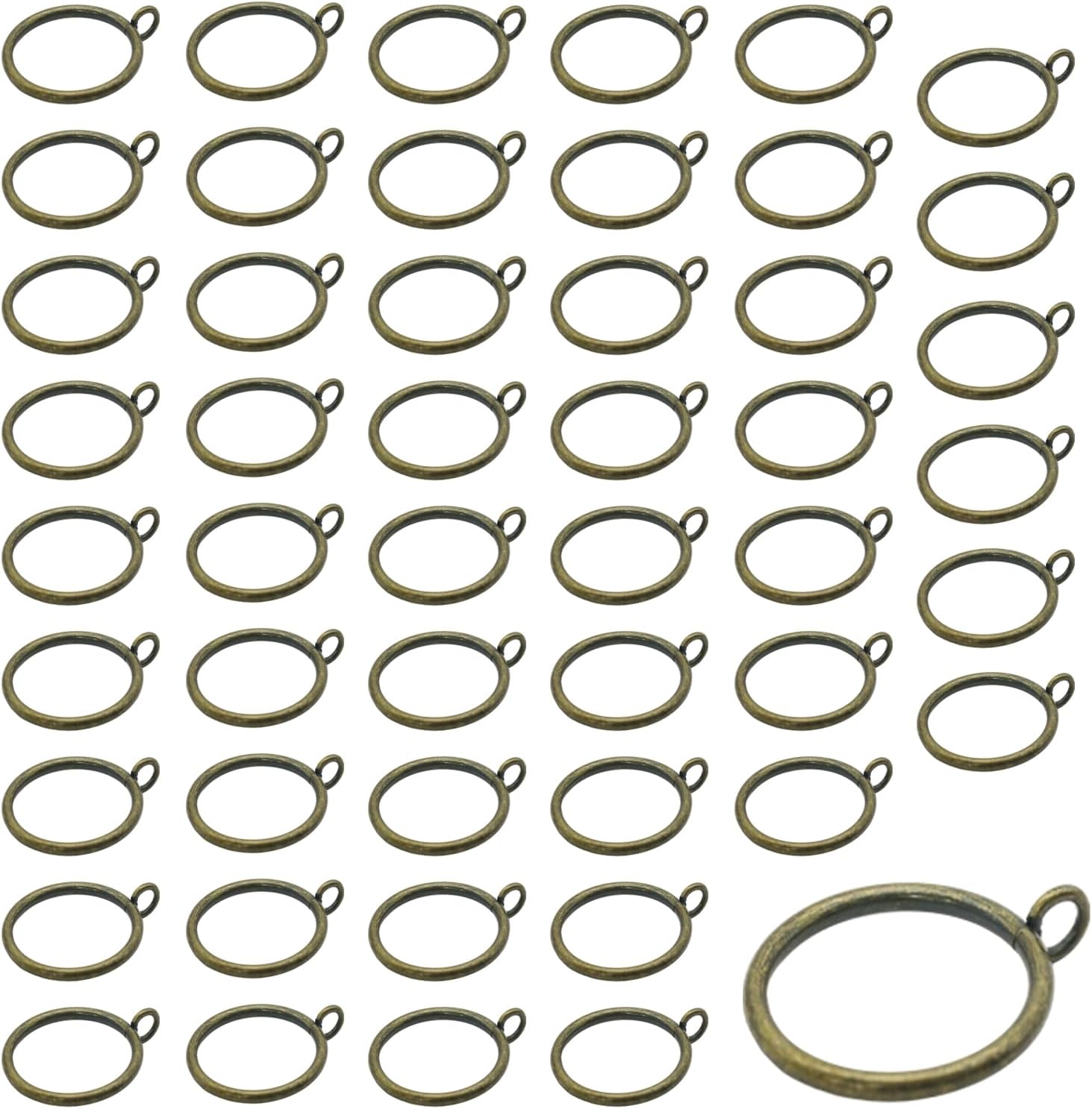50Pcs Antique Bronze Curtain Rings with Eyelet 1.5"Inner Diameter