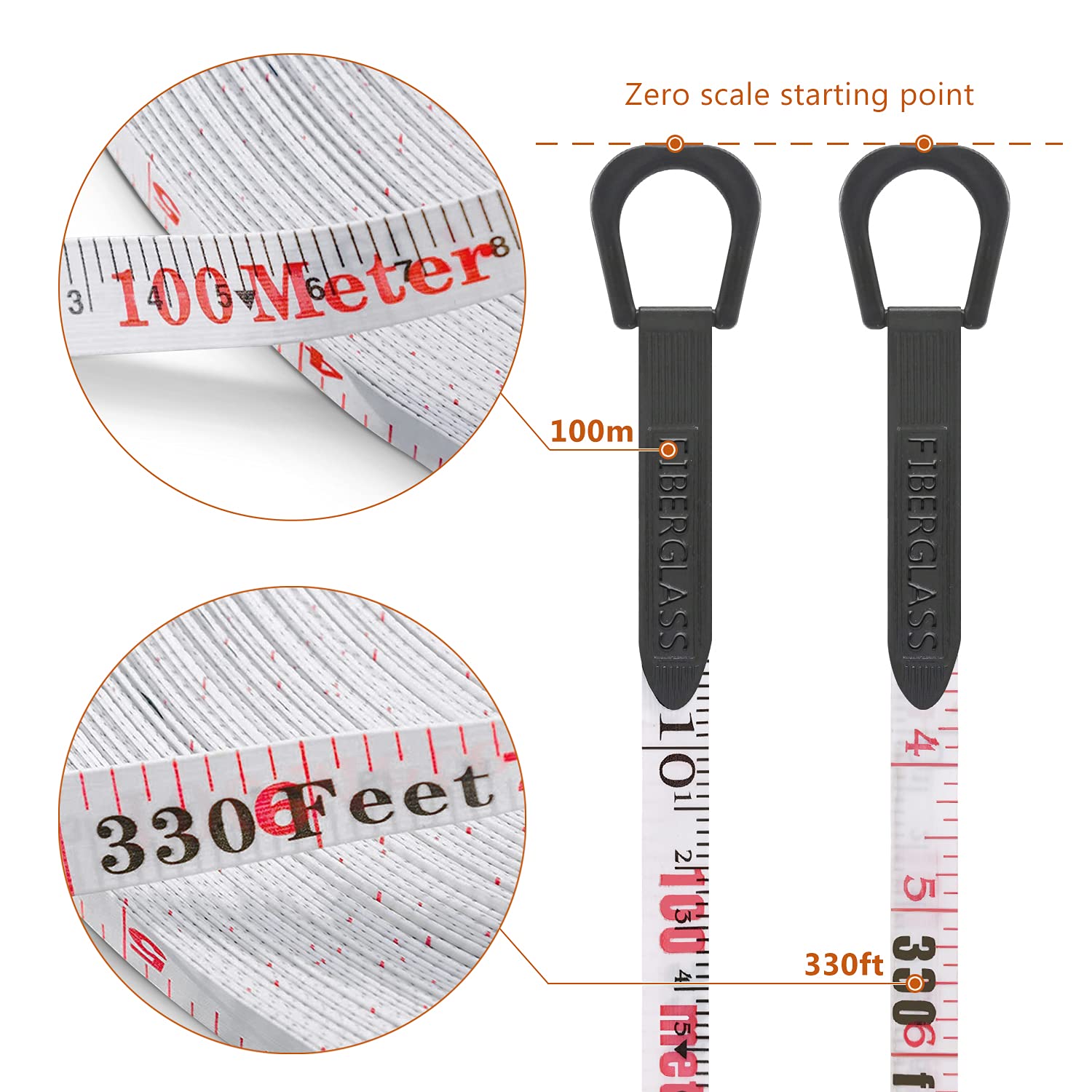 Metro A Nastro 100m S&R - Fibra Di Vetro, Doppia Scala Mm/Pollici, Per Geometri E Agrimensori - Foto 5