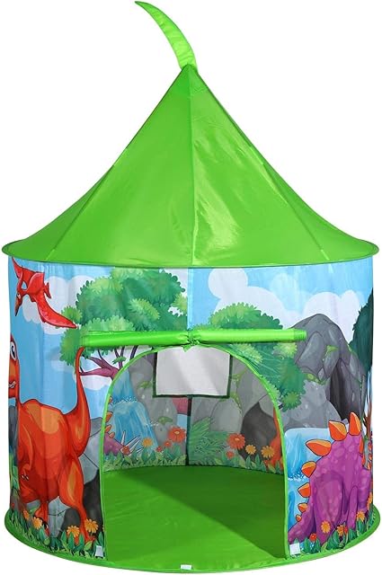 SOKA Dino Dinosaur Play Tent Portable Foldable Green Pop Up Play Teepee Indoor or Outdoor Garden Playhouse Tent Carry Bag for Children Boys Girls Toddler