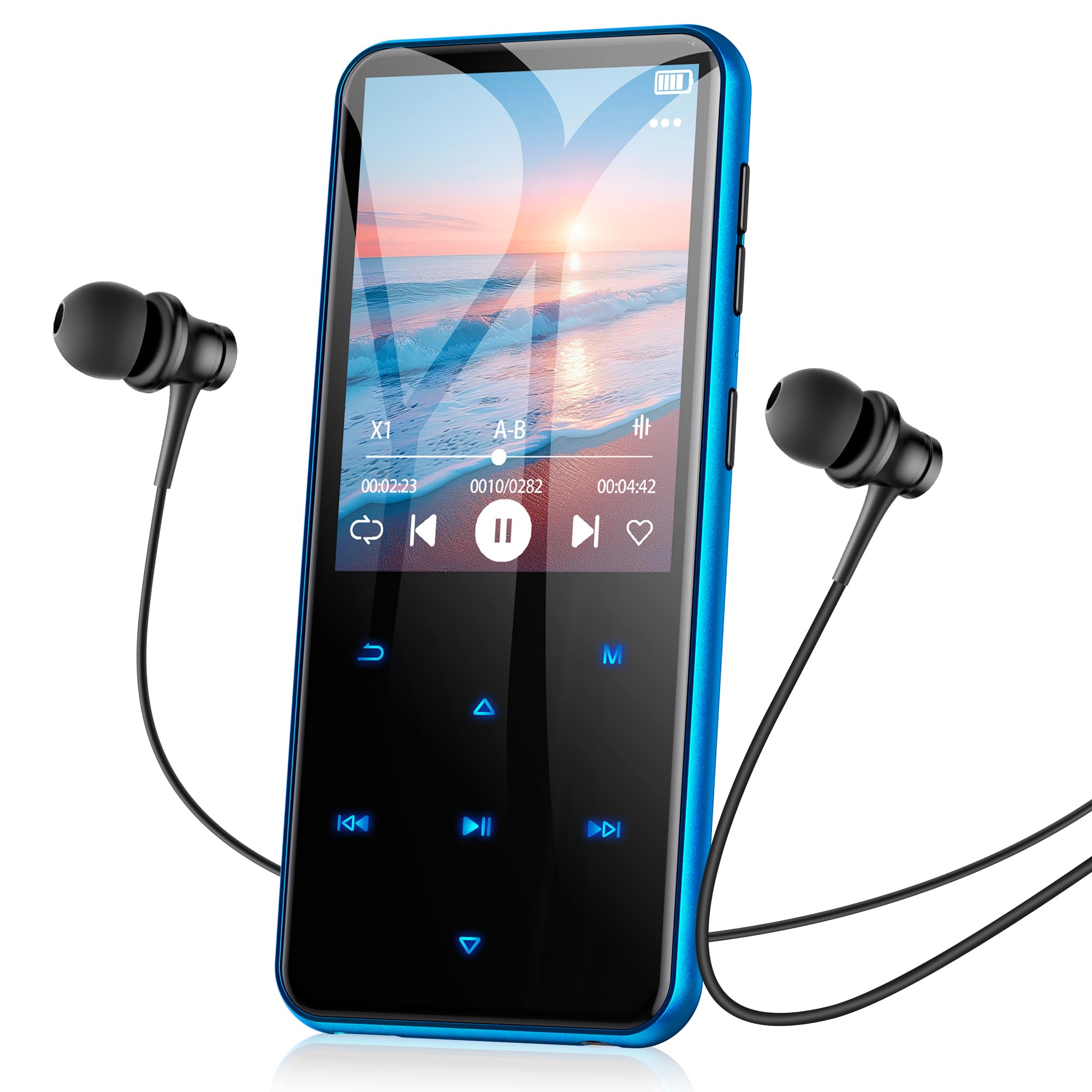 AGPTEK 32GB MP3 Player with Bluetooth, M3 2.4 inch Music Player with Speaker and FM Radio, Touch Buttons, Supports Up to 128GB(Blue)-image-27