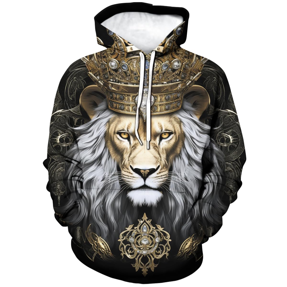 Girren Men's Lion Hoodie Fashion Lion Printed Hoodies Novelty Sweatshirts Fashion Pullover
