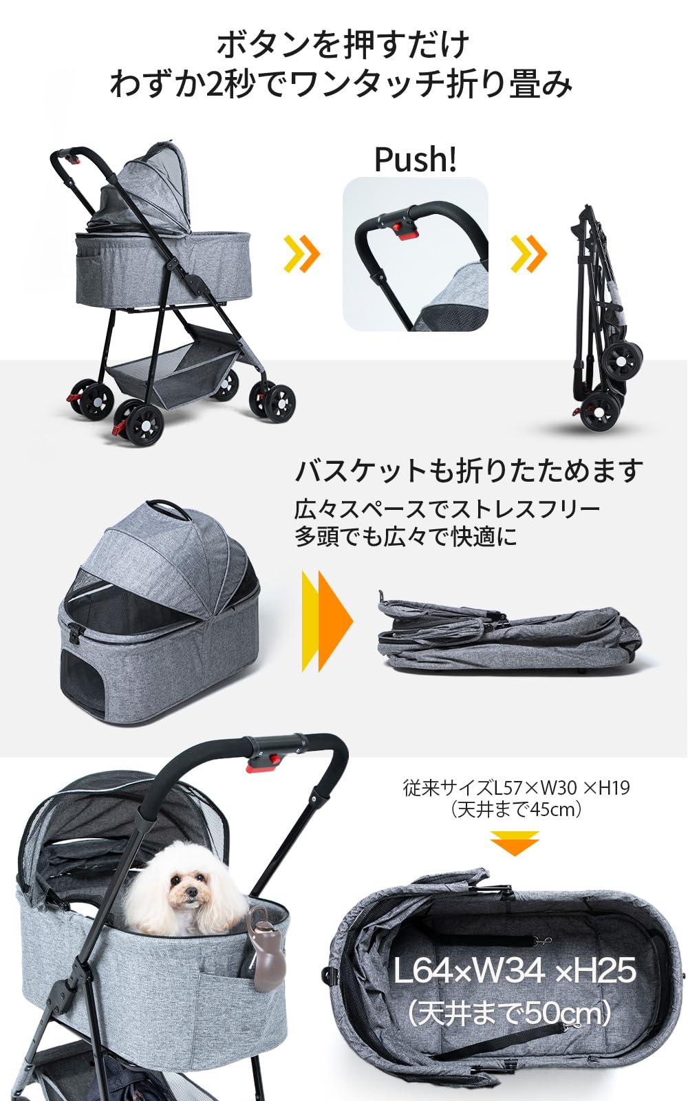 Amazon.co.jp: 【いぬのきもち掲載×獣医師推奨】ペットカート 犬用 