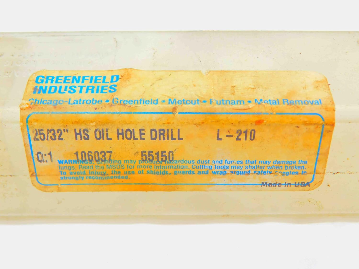 Greenfield 25/32 O.D. HSS COOLANT Drill BIT Morse Taper #3 Shank .7812 MT3 USA - JG4862CH5
