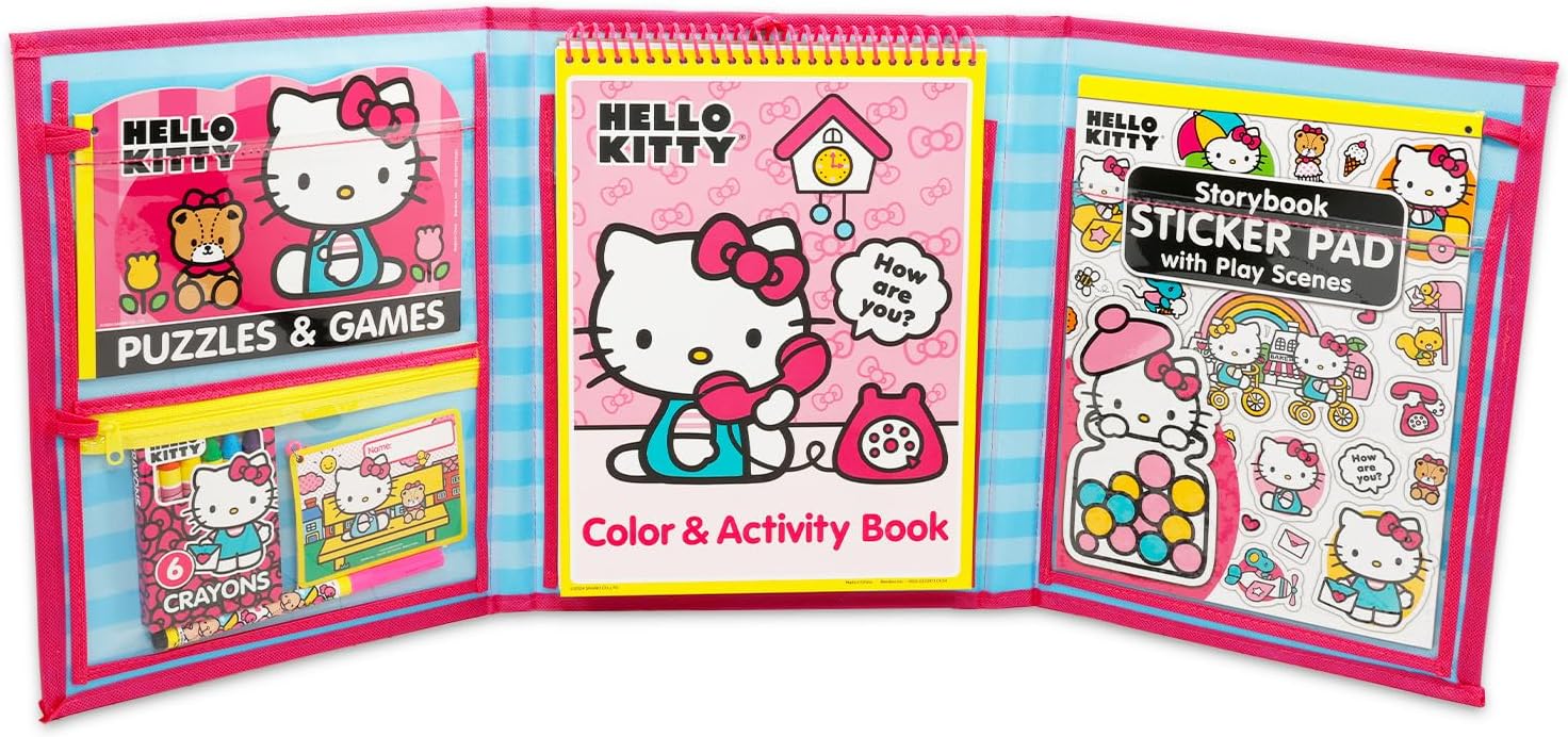 SANRIO Hello Kitty Ultimate Activity Set Portfolio with Coloring Books, Stickers, Games, Puzzles, Drawing and More | Hello Kitty Activities for Girls, Kids