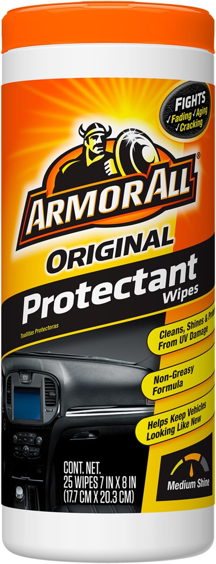Original Protectant Wipes , Disposable Car Cleaning Wipes Renews and Revitalizes Automotive Interiors, 25 count