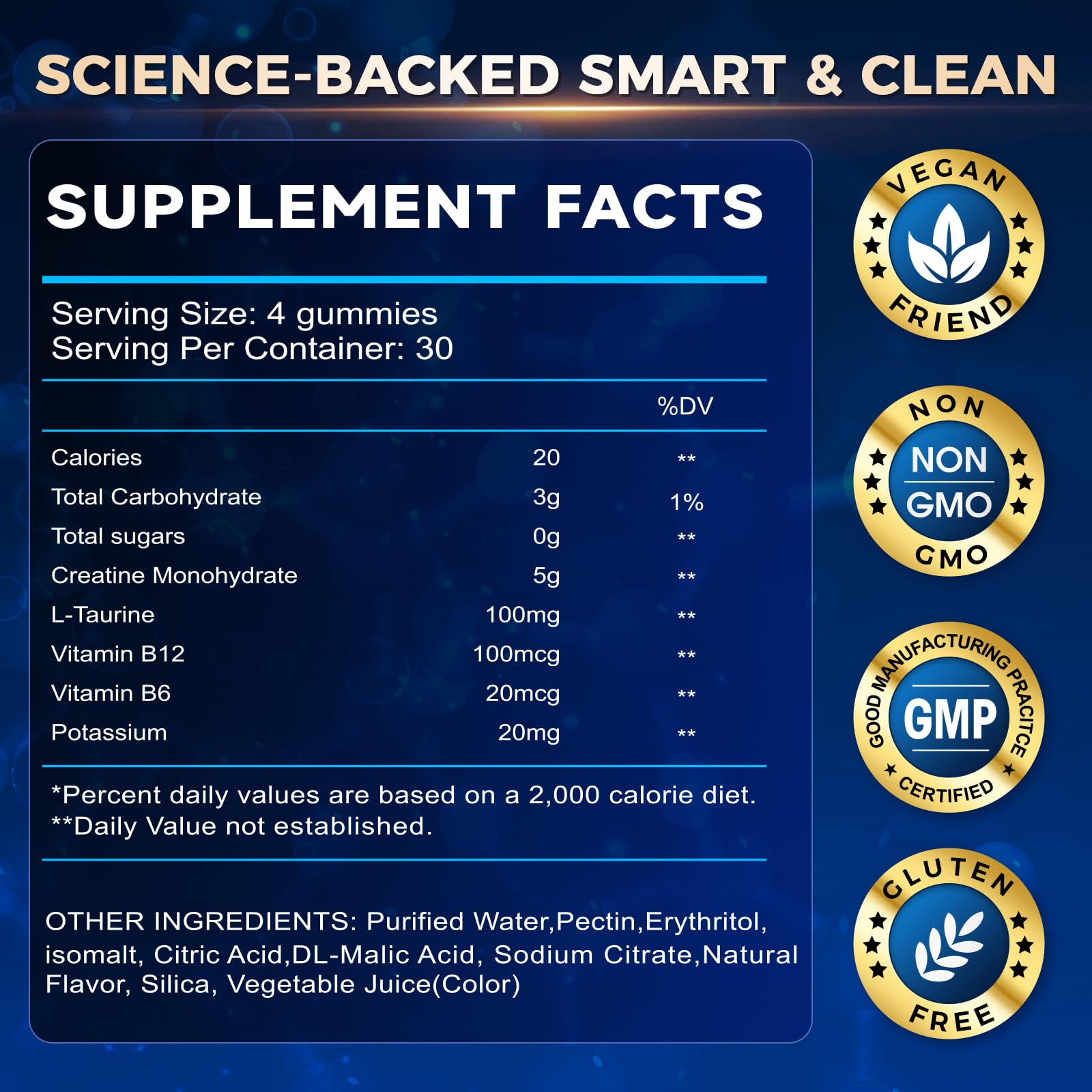 Creatine Monohydrate Gummies Complex 5000MG, 6X Energy & Muscle Support Pre-Workout Supplements for Women & Men, Enhance Strength, Advanced Formula Creatine, L-Taurine, B12, B6, Sugar Free, 120pcs — Amazon image 7