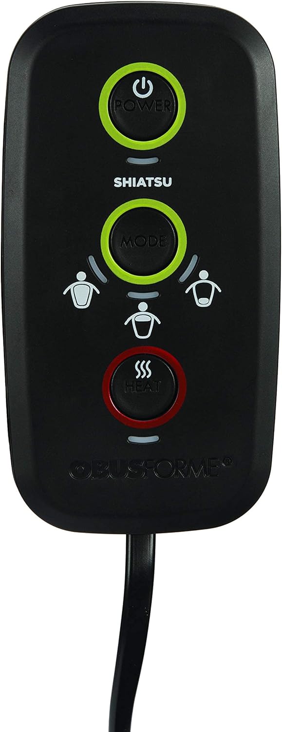 ObusForme Deep Kneading Shiatsu Back Massager with Heat | 3 Massage Zones - Upper, Lower or Full Back | Massage Cushion for Use with Chair