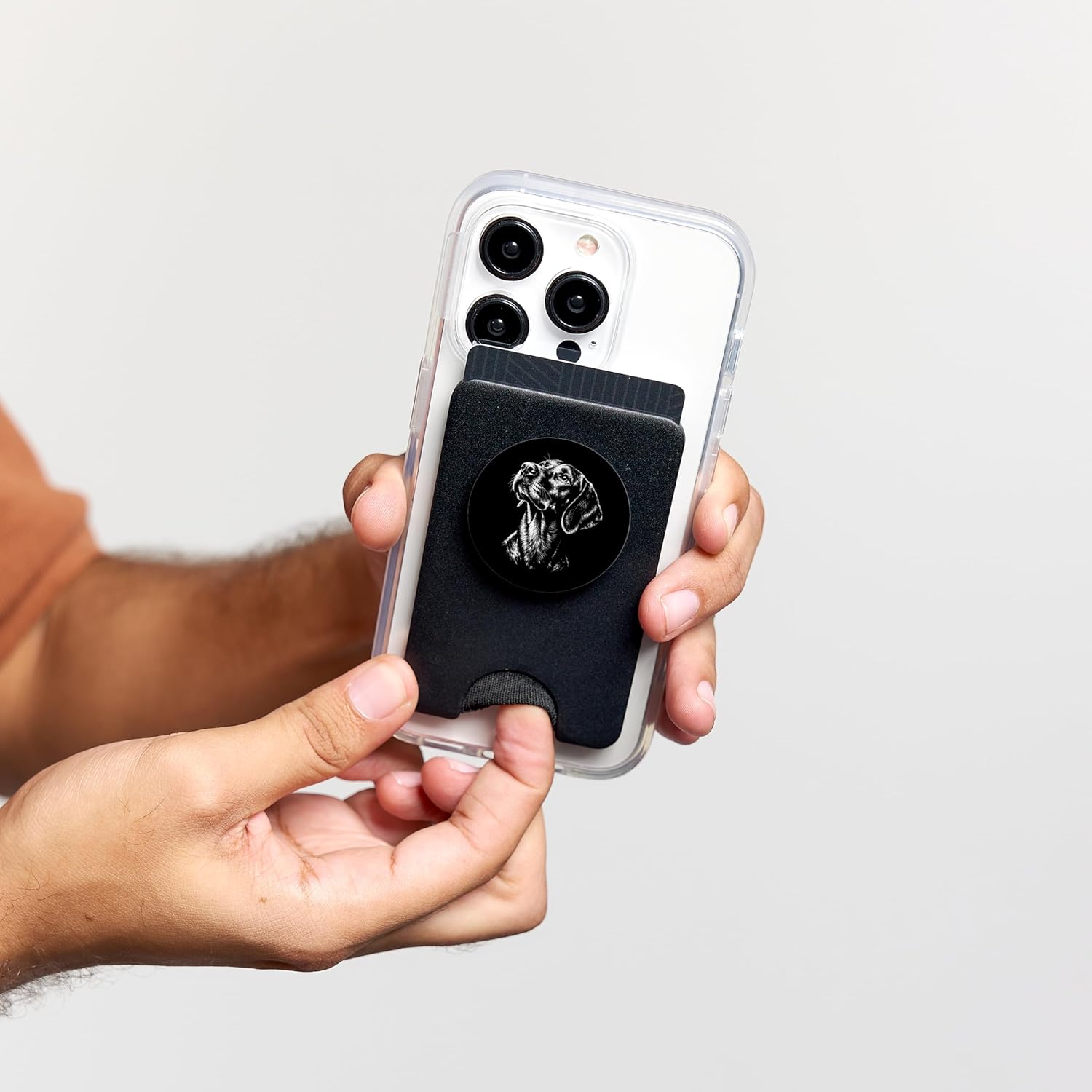 Vizsla Portrait Black and White Dog Lover PopSockets PopWallet for MagSafe