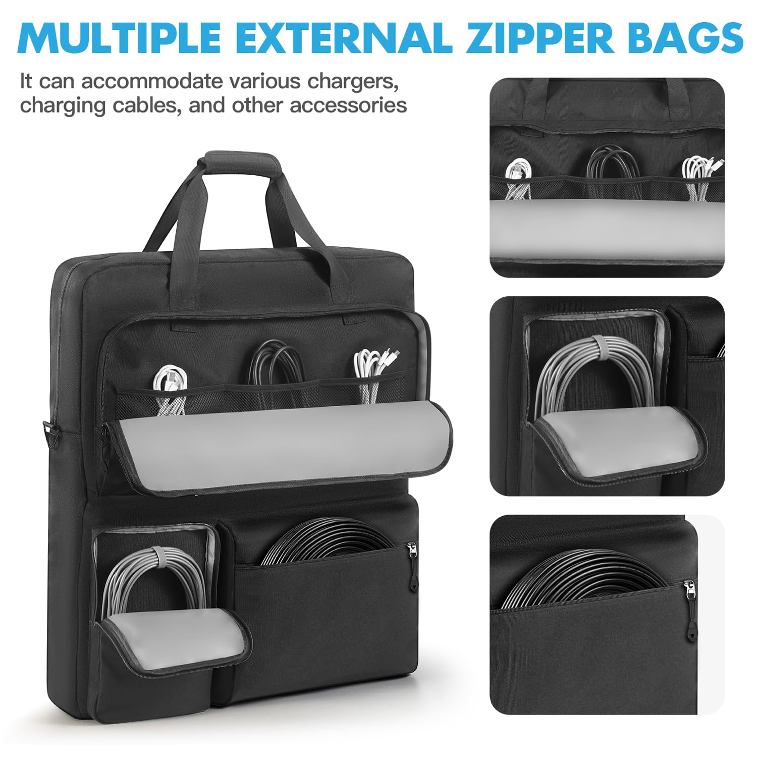 Borsa portatile per pannelli solari ECOFLOW BLUETTI Anker con tasche e tracolla, compatibile Anker Solix PS100 100W PS200 200W