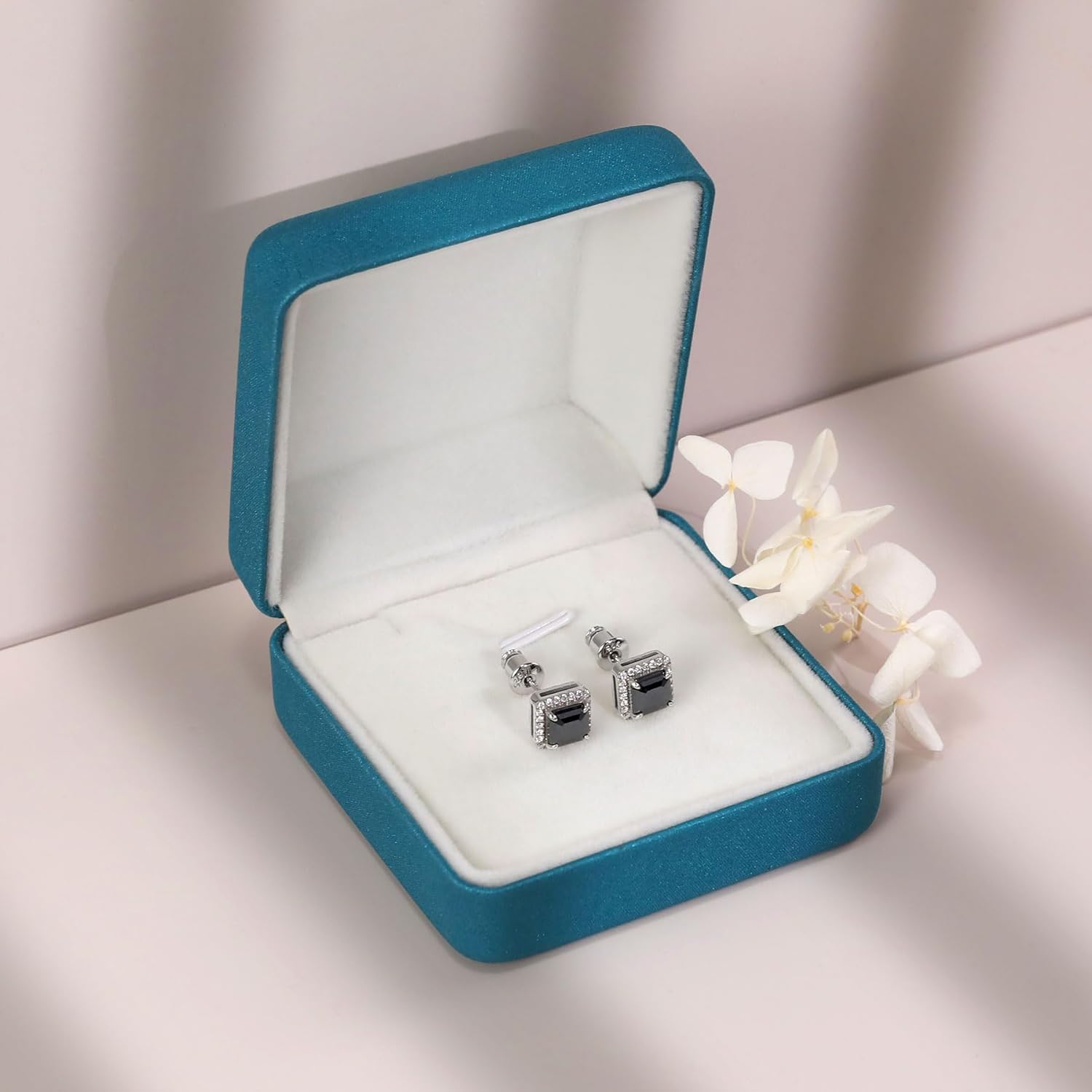 Silver/Black Moissanite Stud Earrings for Mens/Women 1-4CT Hypoallergenic Earrings 925 Sterling Silver Lab Created Round/Cushion Halo Stud Earrings - Image 6