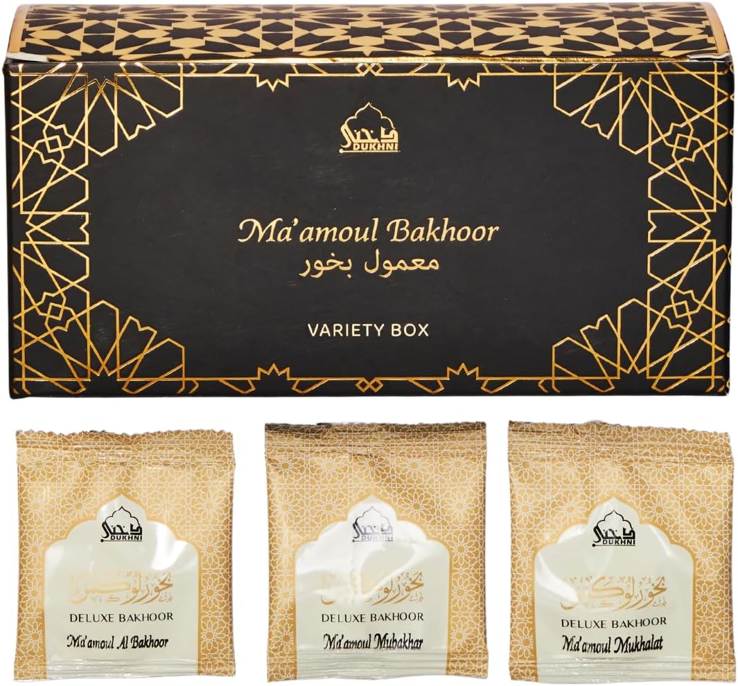 Dukhni Maamoul Bakhoor Variety Box | Assorted Arabic Oud Incense | 20 Pieces | Long-Lasting Scents