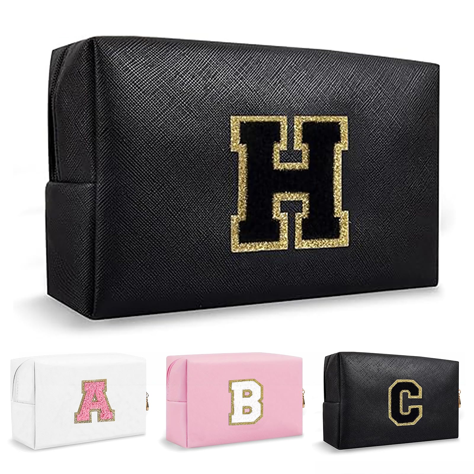 Bolsa de Maquillaje, Bolsa de Cosméticos Impermeable de Viaje, PU Cuero, Neceser de Baño, Bolsa De Aseo Y Almacenamiento para Mujer,Cosas Preppy para niñas Adolescentes (Letra A-Z) — view 196