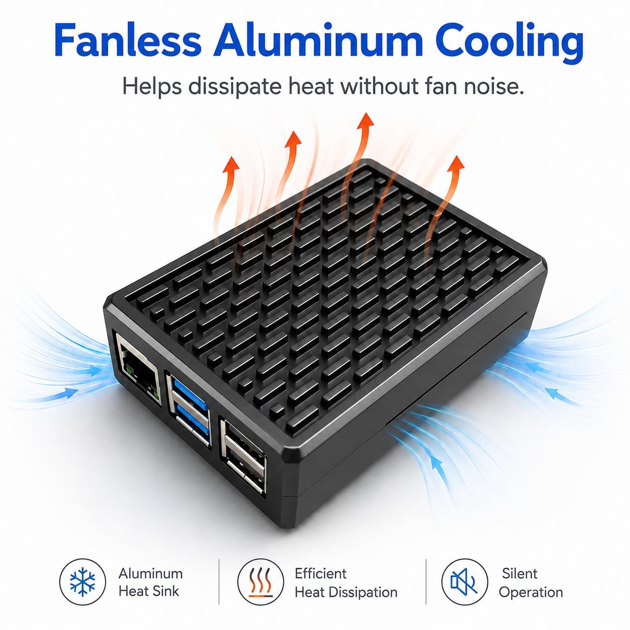 iUniker Carcasa de aluminio para Raspberry Pi 5, carcasa de metal pasiva resistente compatible con Raspberry Pi 5 disipador de calor para Pi 5 16GB/8GB/4GB/2GB