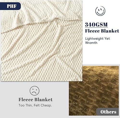 Miniatura 6 de PHF Manta de forro polar de franela ultra suave, tamaño King, ligera manta de forro polar jacquard 3D, no se desprende, no hace pelusas, lujosa