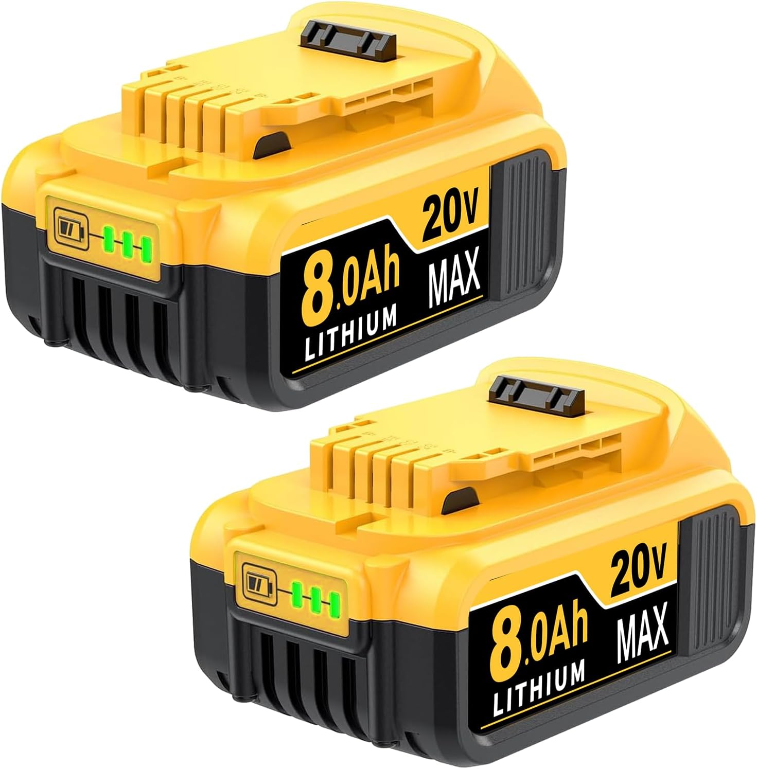 DCB200 8000mAh Replacement for Dewalt 20V Battery Compatible with Dewalt Batteries DCB203 DCB204 DCB207 DCB206 DCB201 DCB205 Cordless Power Tools with LED Indicator 2 Count (2)