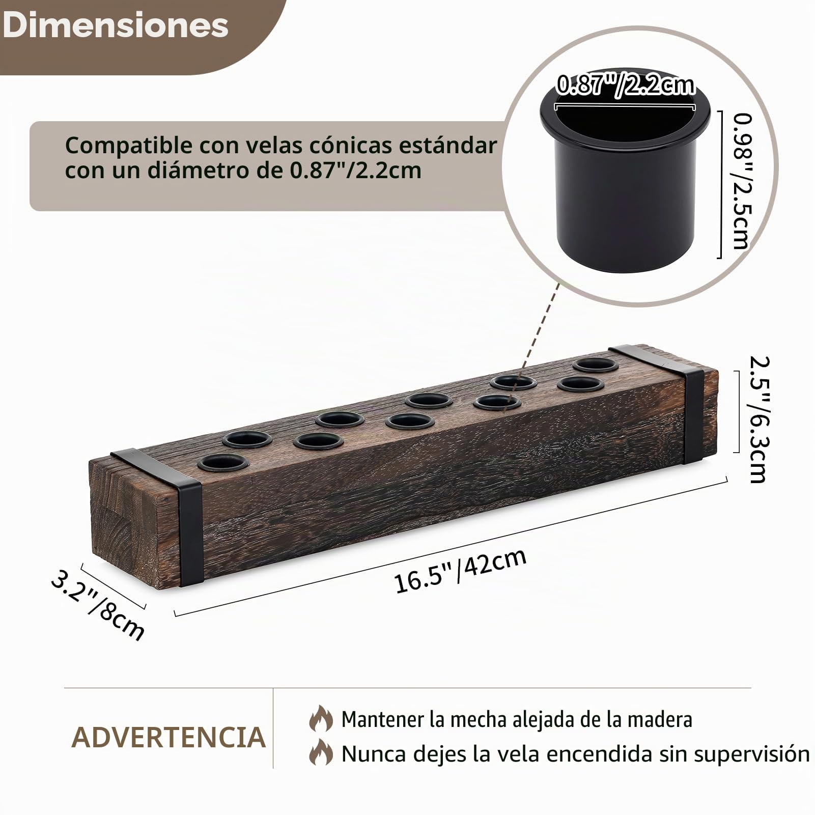 NUPTIO Candelabro de Madera para Centro De Mesa: 42cm 2 Piezas Candelabro de Madera para Boda Navidad Comedor Salón Chimenea Decoración | Juego de 2 portavelas cónicos rústicos para decoración de Acción de Gracias, Pascua, boda, fiesta