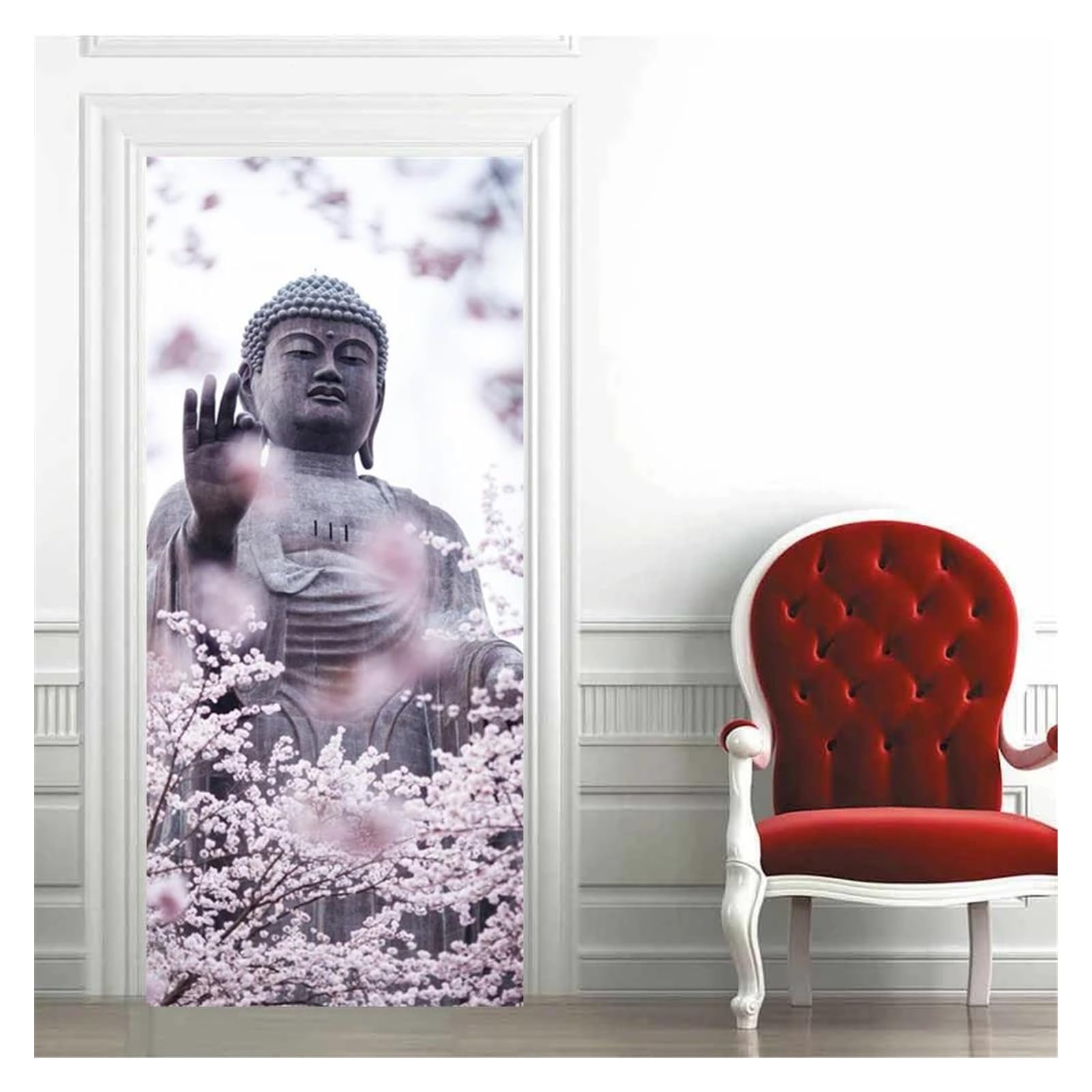 Sticker porte bouddha adhésif étanche pour déco zen de bureau