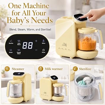 Chefhandy Baby Food Maker, 5 in 1 Baby Food Steamer and Blender, Yellow