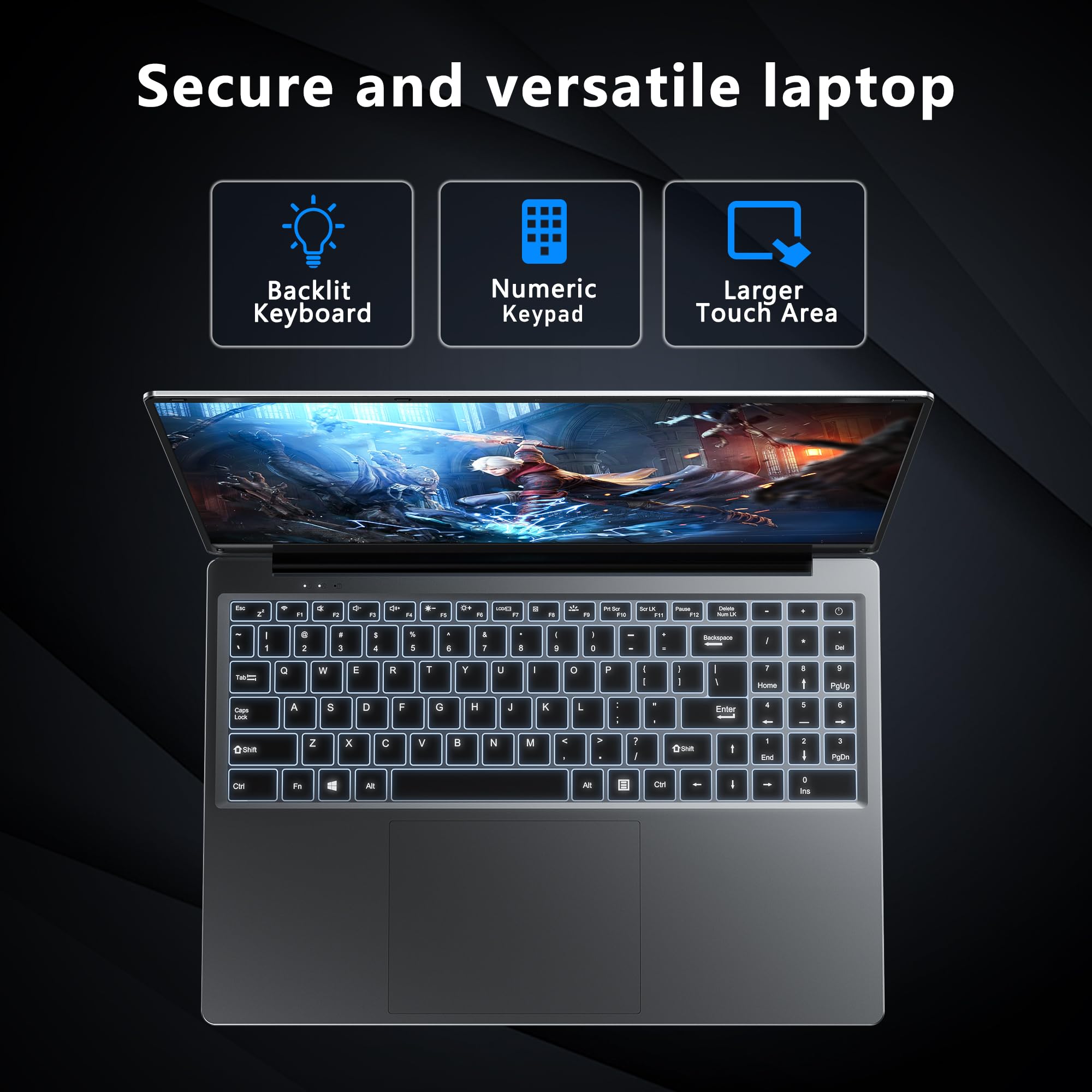 FUNYET portatile da 16 pollici, laptop con processore N150 (fino a 3,4 GHz), 16 GB di RAM 1 TB SSD, notebook Win 11,laptop 1920 x 1200 FHD, computer portatile con tastiera retroilluminata, 6000 mAh