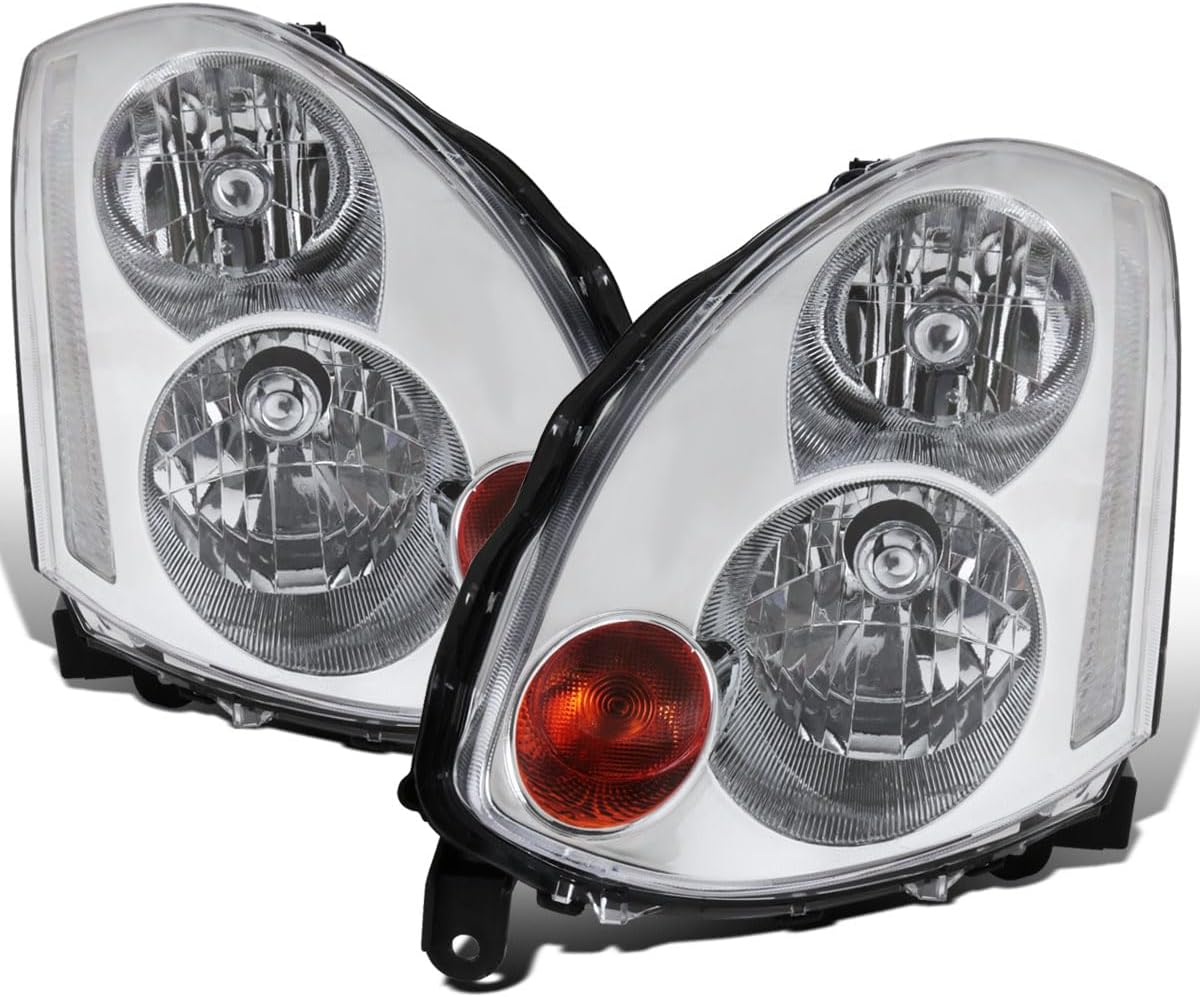 Ronnin - Fits 2003-2005 Infiniti G35 2Dr Coupe Xenon HID Replacement Headlights Assembly Pair | Chrome