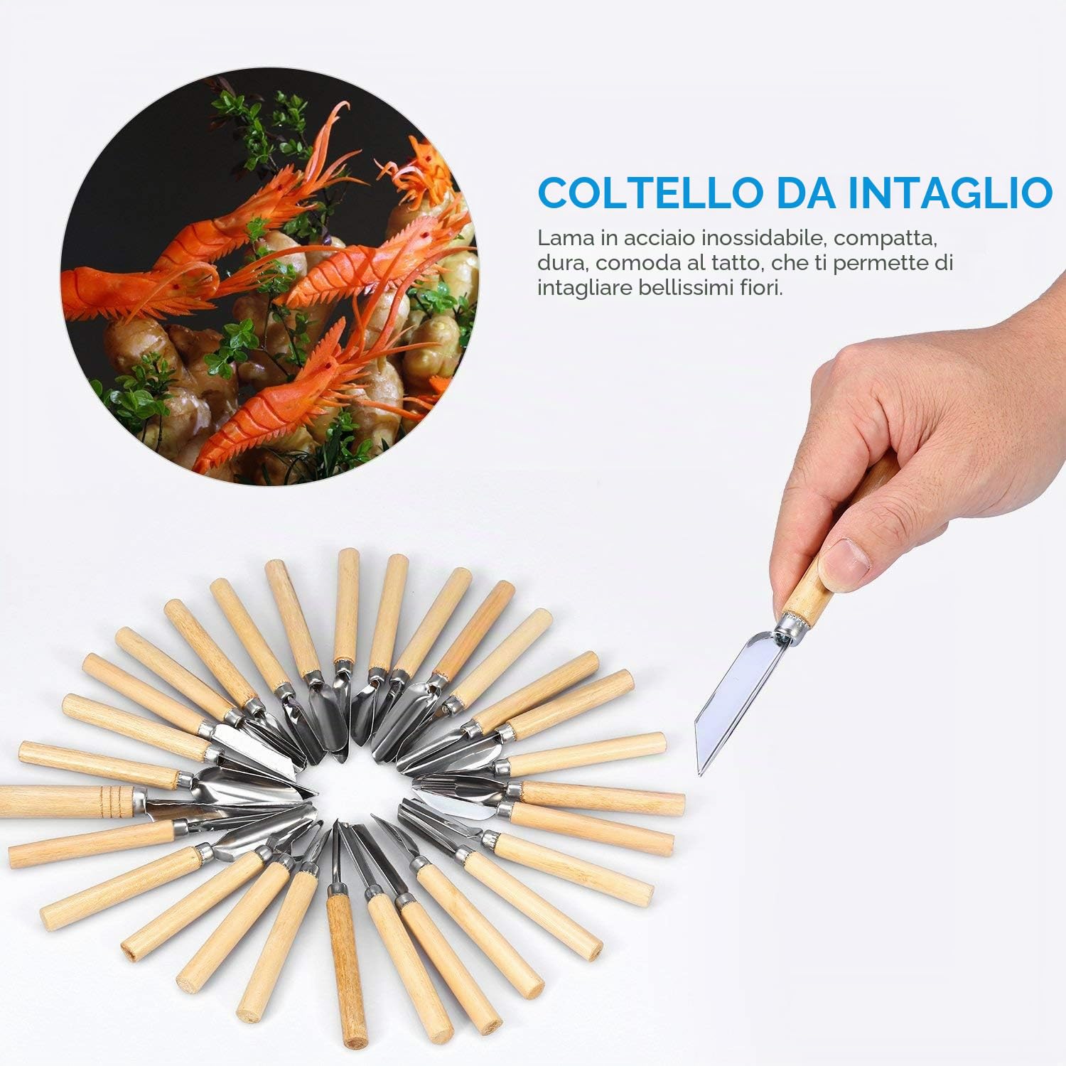 Yosoo 00303 - Presto Carving Set di 80 Utensili Decora Verdure Frutte Alimenti, Muffa della Torta, Acciaio al Cromo, per Cuochi Professionisti