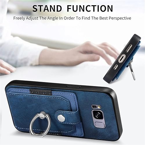 Miniatura 9 de Asuwish Funda de teléfono para Samsung Galaxy S8 con protector de pantalla de vidrio templado y soporte de anillo delgado, soporte para tarjeta de