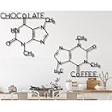 Modern Minimalist Art Metal Wall Decor Chocolate Caffeine Decoration Molecule Chemistry Black (27.4