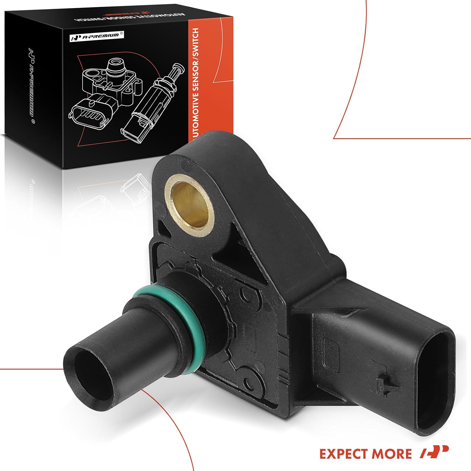 A-Premium Manifold Pressure (MAP) Sensor [3 Pins] Compatible with Mercedes-Benz C300 2015-2018, C350e 2016-2018, E300 2017-2019, GLC300 2016-2019, GLC350e, Metris, SLC300, SLK300, Sprinter 1500 2500