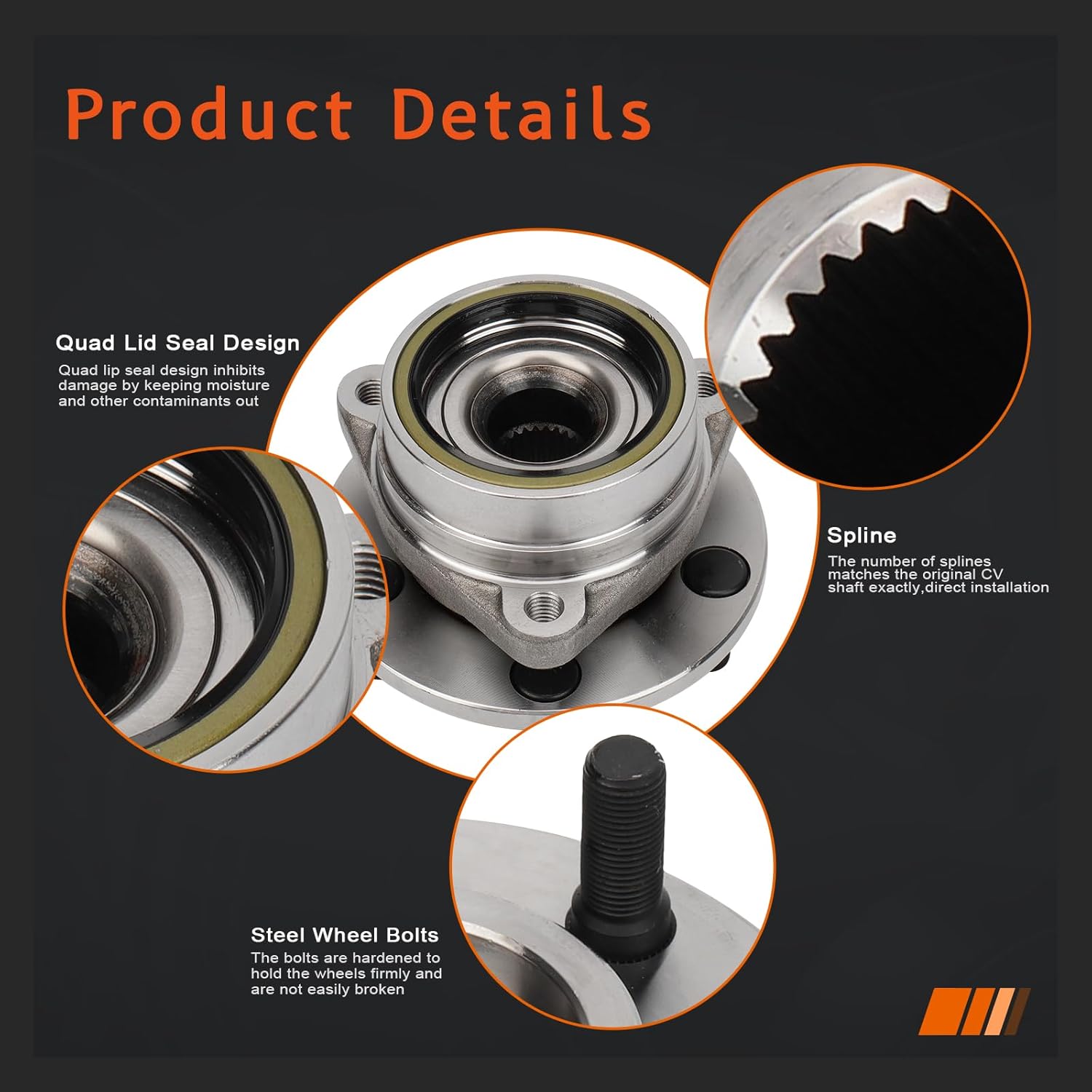 DRIVESTAR 513107 Front Wheel Hub & Bearing Assembly Left/Right for Jeep Cherokee 1984-1989, 1986-1989 for Jeep Comanche, 1984-1989 for Jeep Wagoneer(4WD), 1987-1989 for Jeep Wrangler, 5 Lug w/o ABS