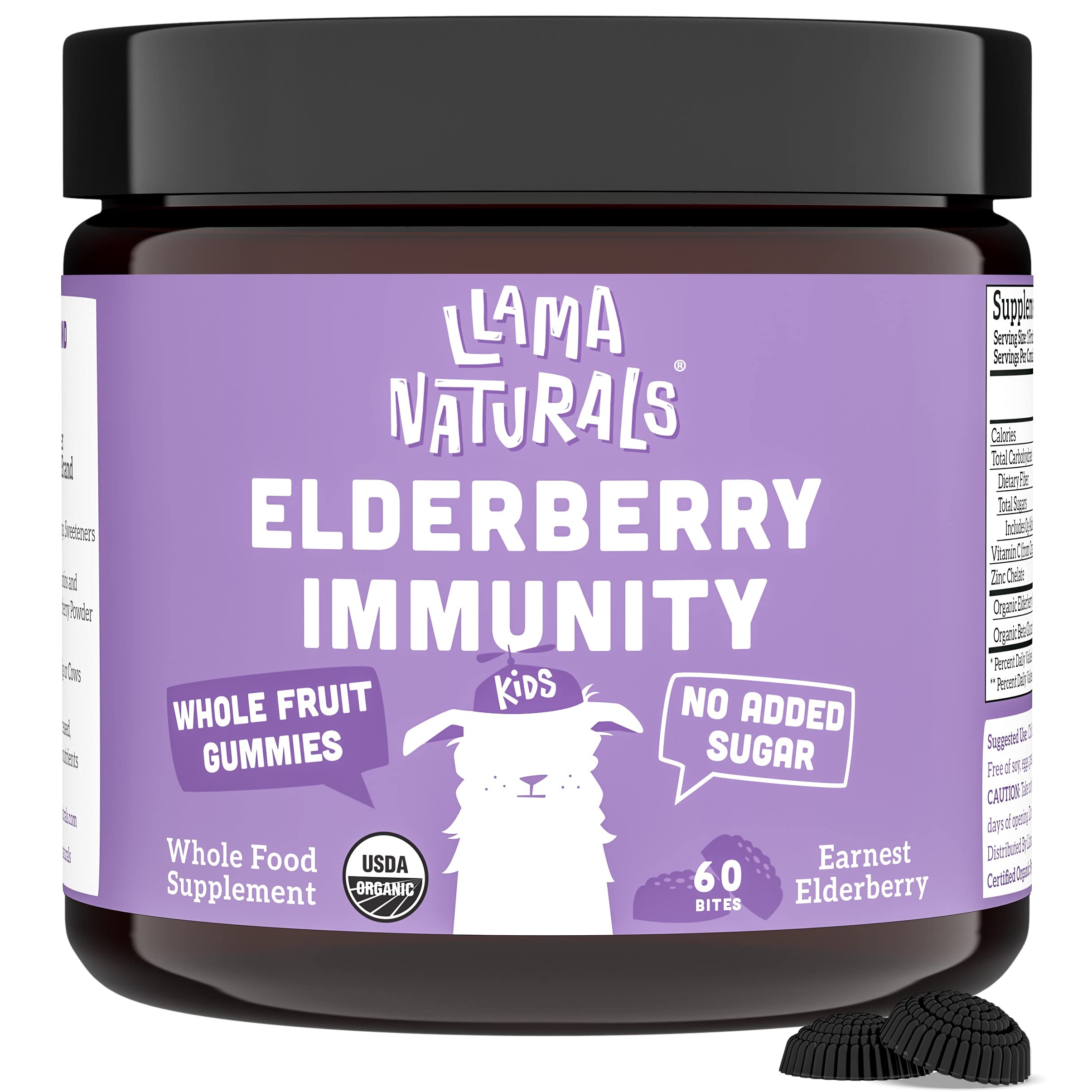 Whole Fruit Sambucus Elderberry Gummies for Kids No Added Sugar, Vegan, Kids Immune Support