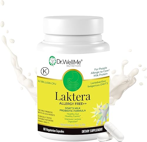 Dr. WellMe Laktera Probióticos 12 mil millones de UFC + Lactobacillus Bulgaricus - Salud digestiva e intestinal - para personas alérgicas a la