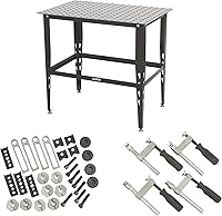 Klutch Steel Welding Table with 24-Pc Fit-Up Kit, 600 lb Capacity, 16mm Holes - Heavy-Duty Shop Workbench