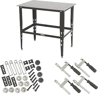 Klutch Steel Welding Table with 24-Pc Fit-Up Kit, 600 lb Capacity, 16mm Holes - Heavy-Duty Shop Workbench