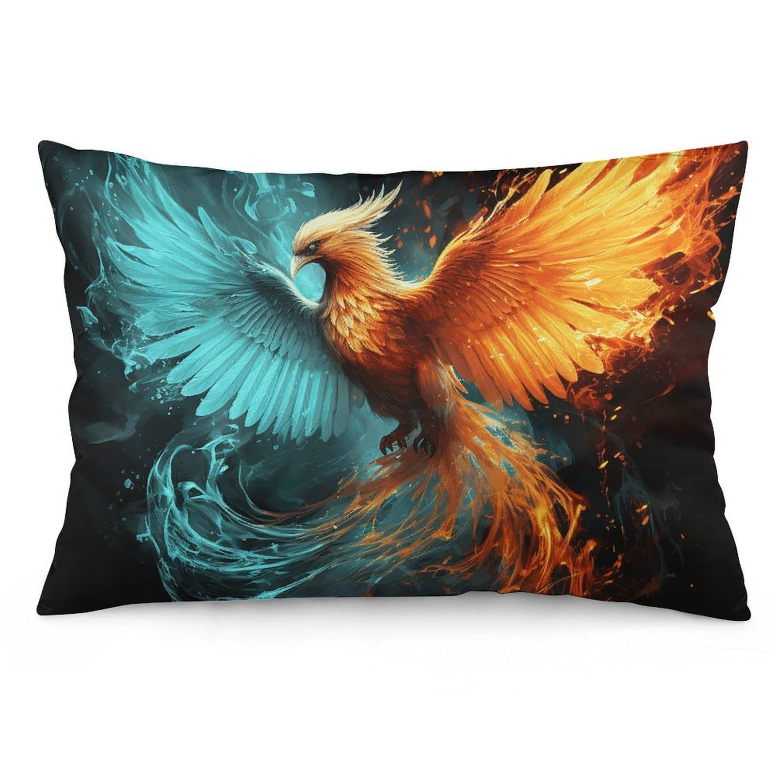 2 Pack Pillow Cases for Hair and Skin, Soft Breathable Pillow Case Covers with Hidden Zipper, Fire and Water Phoenix Pillowcase 16 "x24 Pillow Covers for Sleeping Gift