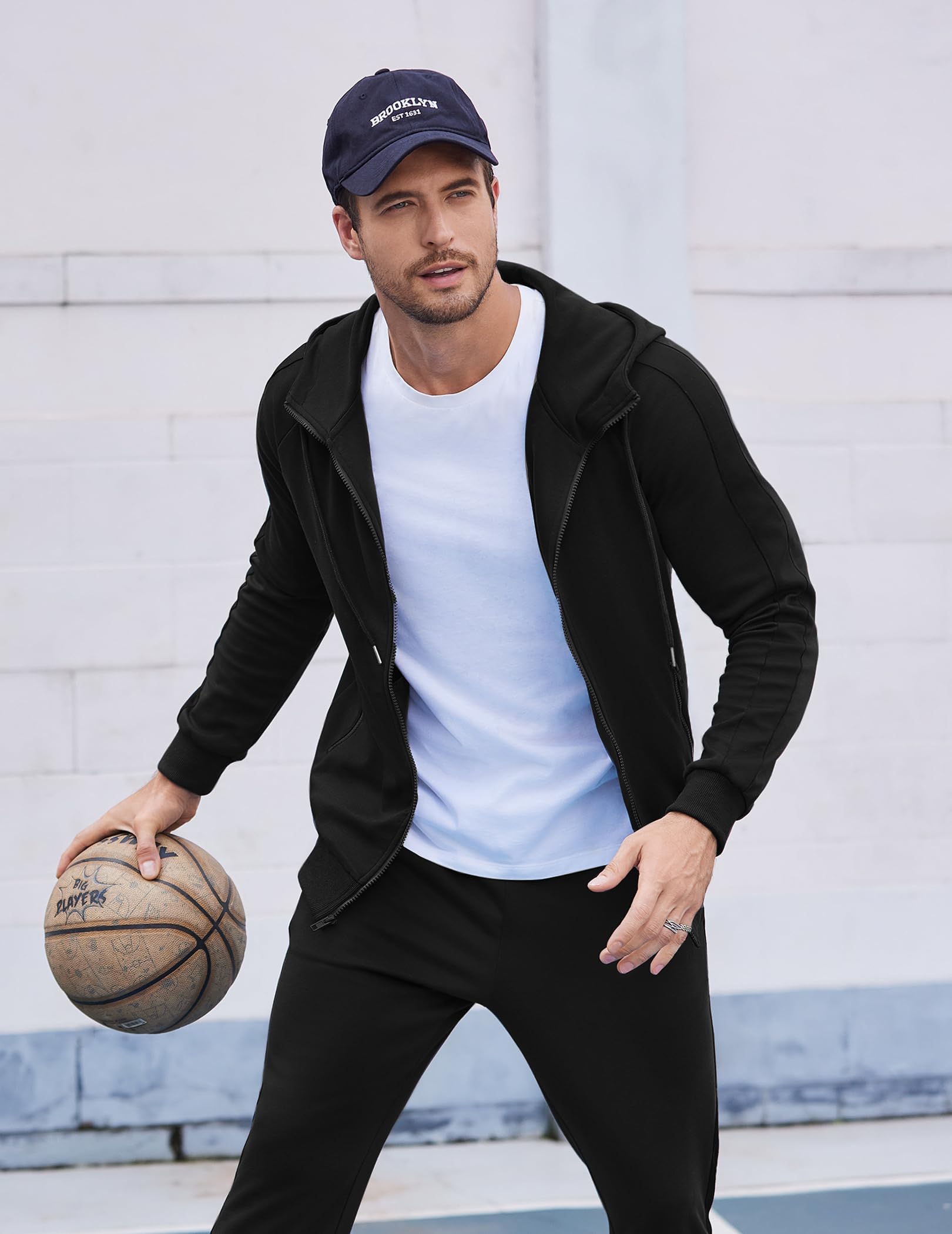 COOFANDY Tuta Da Uomo Set 2 Pezzi Pantaloni Jogging Pantaloni Tuta Con Zip Intera Capispalla Atletica Con Tasche Laterali Manica Lunga Palestra Causale