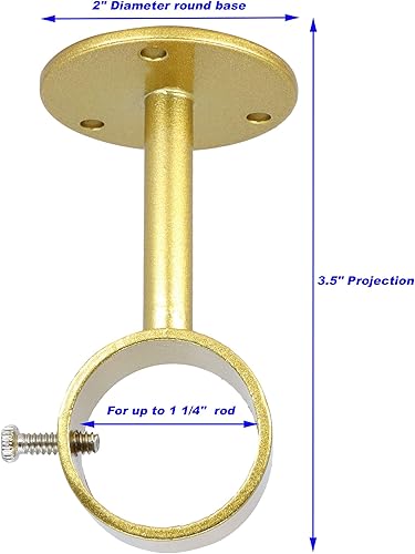 Miniatura 9 de Meriville Soportes de barra de cortina para montaje en techo o pared, para cortineros de hasta 1  pulgadas de diámetro, 2 piezas, níquel satinado