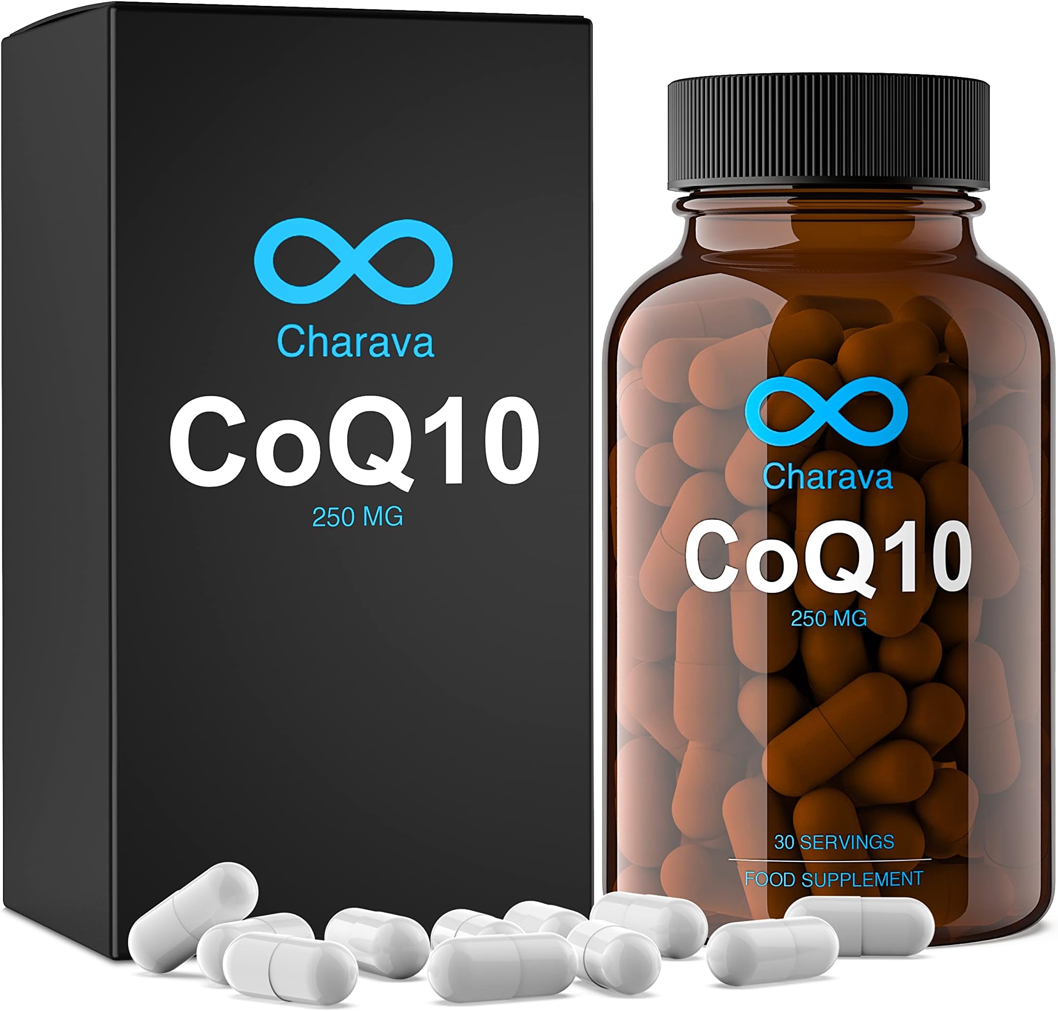 Ubiquinone Coenzyme Q10 250mg CoQ10 Supplement - 30 Vegetarian Capsules | Q10 Coenzyme for High Absorption | Naturally Fermented Coenzyme Q10 | Longevity Support