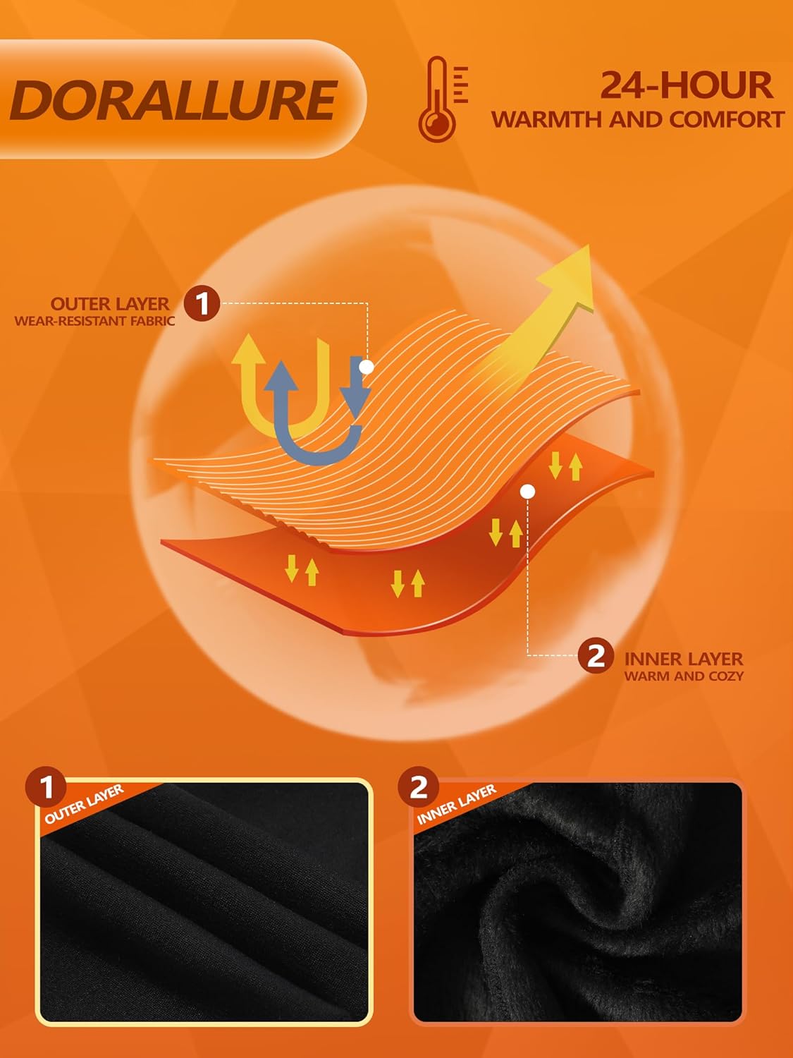 DORALLURE Plus Size Fleece Lined Thigh High Stockings for Women Opaque Lace Top Thermal Pantyhose Tights - Image 4