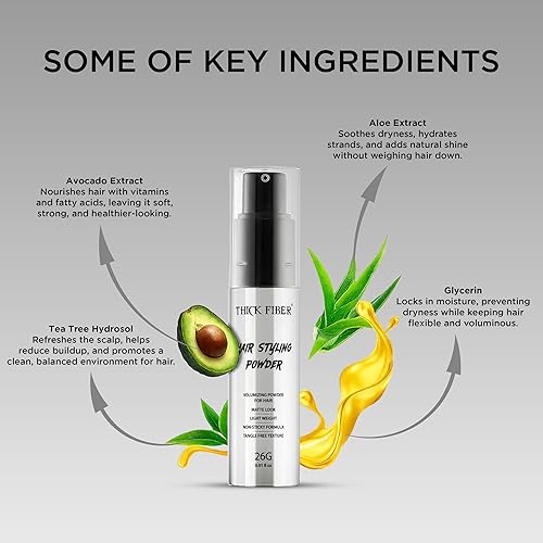 Miniatura 7 de Thick Fiber Polvo para peinar el cabello, sin enredos, antiadherente, sin residuos blancos, polvo a base de arcilla infundido para dar volumen y