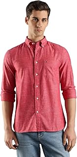 Tommy Hilfiger Self-Design Regular Fit Cotton Shirt Red