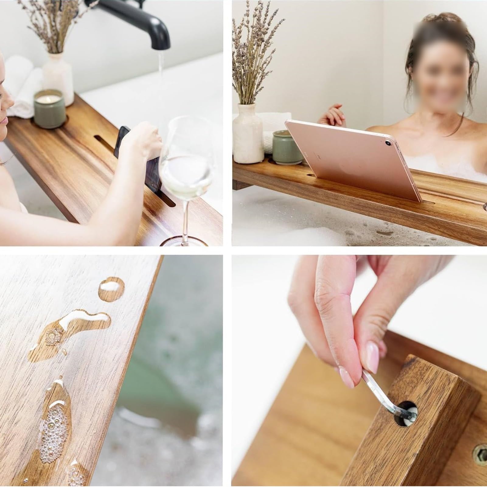 Mensola portatile per vasca da bagno, autoportante, perfetta per festa della mamma e regalo di compleanno per la nuova casa e la mamma, esperienza spa a casa