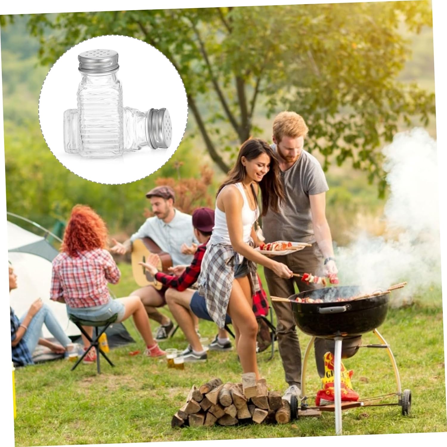6pcs Glass Seasoning Bottle Salt Pepper Shakers Lid Stylish for Commercial Kitchen