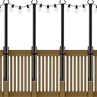 Vista 11 de Pack de 6 postes para luces de cadena, poste de luz de cadena para exteriores de 10 pies con horquilla de metal con soporte ajustable